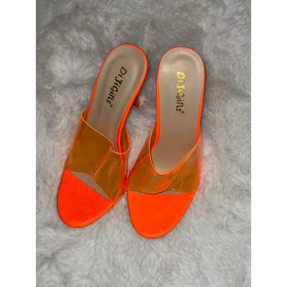 neon orange High Heel slip-on Sandal Size CN38 US 7